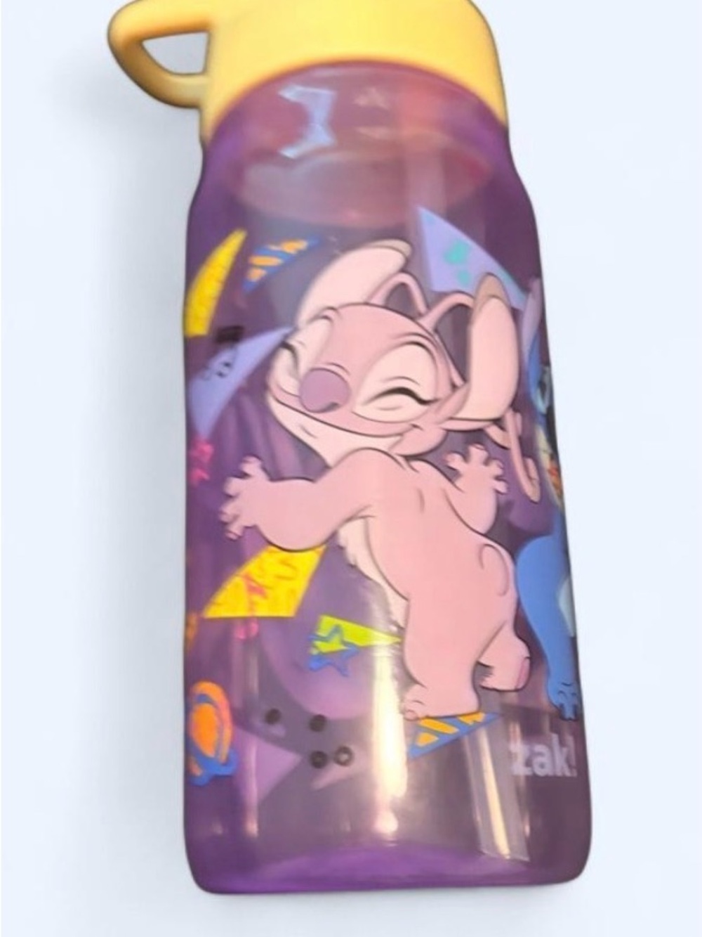 Kids Purple Lilo & Stitch Water Bottle with Yellow Lid new